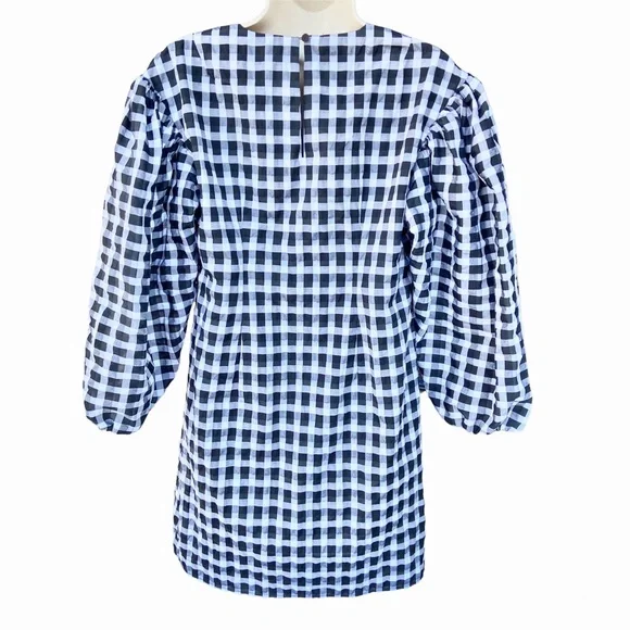 J. Crew Puff-sleeve mini dress in textured plaid - Picture 7 of 10